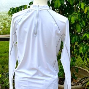 Men’s Cabana Life White Long Sleeve UV 50+ Rash Guard with Zipper Neck